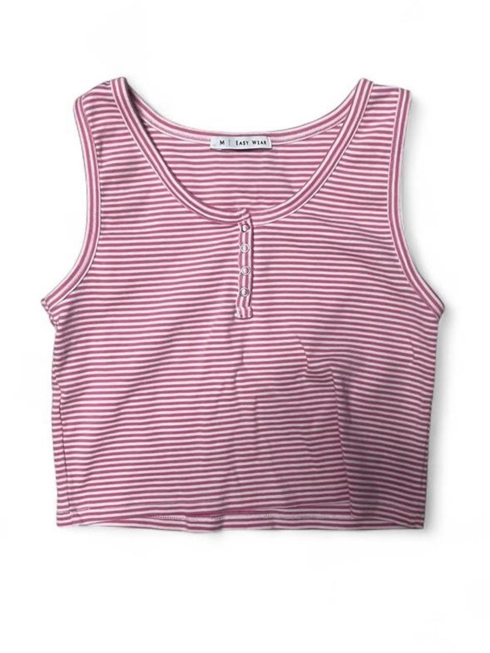 Easy Wear Women's Pink Striped Crop Tank